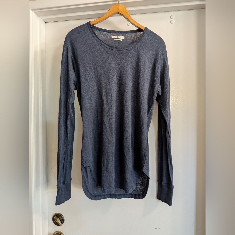 Isabel Marant Etoile Sz M 100% Linen Long Sleeve Crew Neck Top T-Shirt France